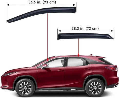 Lightronic Extra Durable Outside Mount Auto Vent Window Visor, Fits 2016-2022 Lexus RX350 & RX450h (EXCLUDES RX350L/RX450hL), UV Protection Rain Guard, Original Wind Deflector, Dark Smoke, 4-Pcs in Kuwait