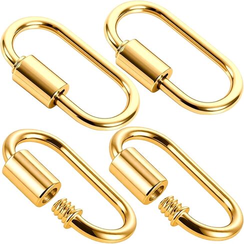 4pcs Screw Lock Clip Charms, Oval Screw Lock Clasps, 17×29mm Large Alloy Keychain Clip Hooks for Jewelry Making Necklace Bracelets Earrings- Gold in Saudi Arabia