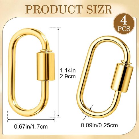 4pcs Screw Lock Clip Charms, Oval Screw Lock Clasps, 17×29mm Large Alloy Keychain Clip Hooks for Jewelry Making Necklace Bracelets Earrings- Gold in Saudi Arabia