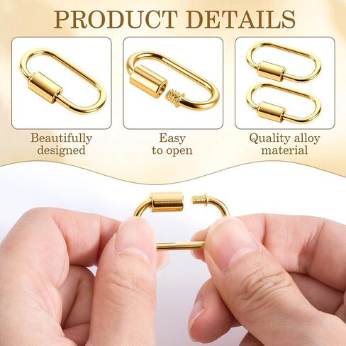 4pcs Screw Lock Clip Charms, Oval Screw Lock Clasps, 17×29mm Large Alloy Keychain Clip Hooks for Jewelry Making Necklace Bracelets Earrings- Gold in Saudi Arabia