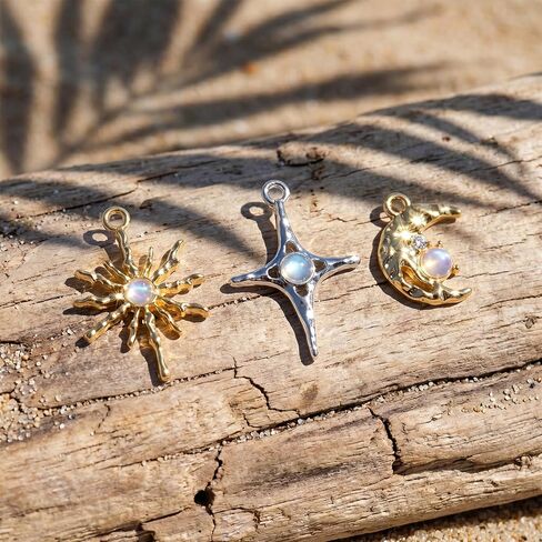 12pcs Celestial Rhinestone Charm Set, Sparkling Sun Moon Star Pendants for Jewelry Making, Alloy Crystal Charm Accessories for Necklace Bracelet Earrings - Silver, Gold in Kuwait