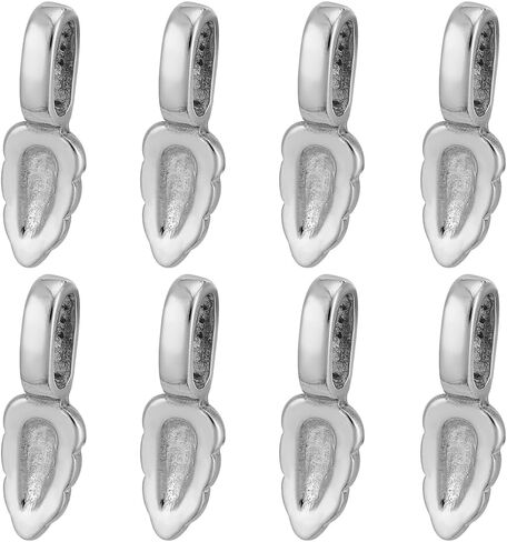 SUNNYCLUE 1 Box 10pcs Large Glue On Bails Cabochon Bails 304 Stainless Steel Metal Oval Leaf Shape Silver Flat Pad Blank Connector Bail Charms For Jewelry Making Necklace Earring Findings Supplies DIY in Kuwait
