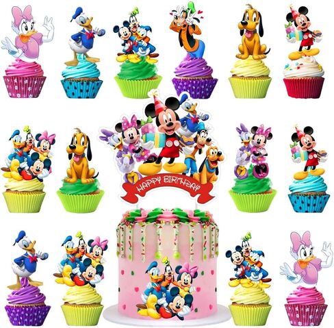 25Pcs Mickey Clubhouse Cake Decorations with 24pcs Cupcake Toppers 1pcs Cake Topper for Mickey Clubhouse Themed Birthday Party Supplies in Saudi Arabia