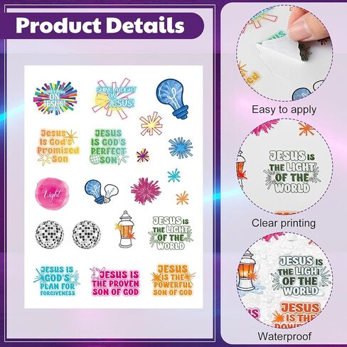 Crtiin 50 Pcs Vbs 2026 Stickers Decoration Jesus is The Light Sticker for Kids Bulk Christian Bible Craft for Bulletin Board Wall Classroom Party Sunday School Supplies 6 x 8 Inch in Kuwait