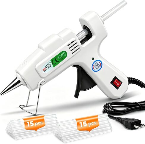 Hot Glue Gun Kit with 30 PCS Glue Sticks – 20W Fast Preheating in Mins, Anti-Drip Nozzle, Mini Glue Melt Gun Set for Crafts DIY Arts, School Projects and Home Repairs (White) in Kuwait