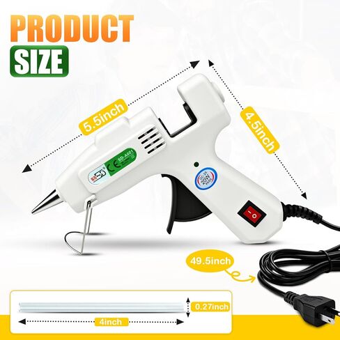 Hot Glue Gun Kit with 30 PCS Glue Sticks – 20W Fast Preheating in Mins, Anti-Drip Nozzle, Mini Glue Melt Gun Set for Crafts DIY Arts, School Projects and Home Repairs (White) in Kuwait