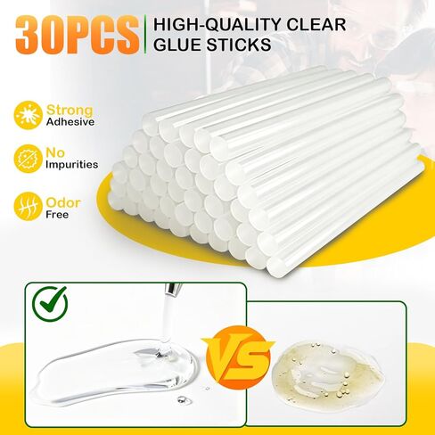 Hot Glue Gun Kit with 30 PCS Glue Sticks – 20W Fast Preheating in Mins, Anti-Drip Nozzle, Mini Glue Melt Gun Set for Crafts DIY Arts, School Projects and Home Repairs (White) in Kuwait