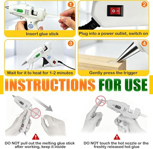 Hot Glue Gun Kit with 30 PCS Glue Sticks – 20W Fast Preheating in Mins, Anti-Drip Nozzle, Mini Glue Melt Gun Set for Crafts DIY Arts, School Projects and Home Repairs (White) in Kuwait