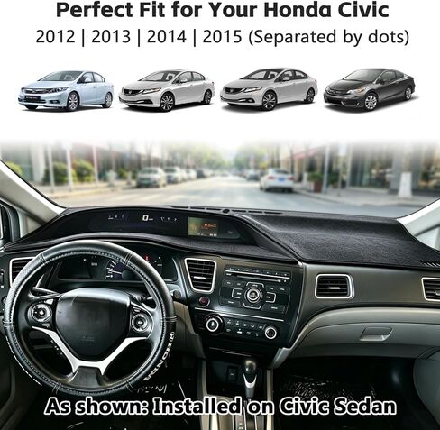 for 2012 2013 2014 2015 Honda Civic Dash Cover, Dashboard Cover mat Custom fit for Honda Civic 2012-2015,Protective Dashboard for Civic Interior Accessory (Gray) in Saudi Arabia