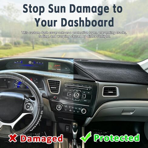 for 2012 2013 2014 2015 Honda Civic Dash Cover, Dashboard Cover mat Custom fit for Honda Civic 2012-2015,Protective Dashboard for Civic Interior Accessory (Gray) in Saudi Arabia