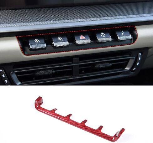Central Console Warning Light Button Decorative Panel Cover Fit for Porsche 911 Carrera 4S 2019-2022 Real Carbon Fiber Interior Trim Accessories (Red Carbon Fiber) in Kuwait