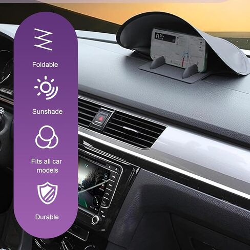 Car Phone Sun Shade, Anti-glare Cell Phone Sunshade, Foldable Heat Protection Smartphone Sun Shade, Universal for Cars、SUV、MPV、RV、Trucks (Black) in Saudi Arabia