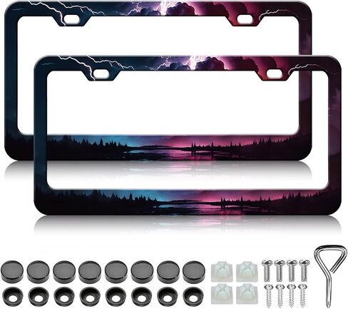 Eagle License Plate Frame - 2PCS Black American Flag Eagle Aluminium Metal License Plate Holder, Rust-Proof Waterproof Car Decorative Tag Frames in Kuwait