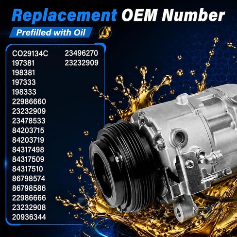 A/C Air Conditioner AC Compressor with Clutch Compatible with 2014-2019 Chevy Silverado 1500 for GMC Sierra 1500, 2014-2017 Silverado 2500, 2015-2020 Chevy Suburban/Tahoe/GMC Yukon XL in Saudi Arabia