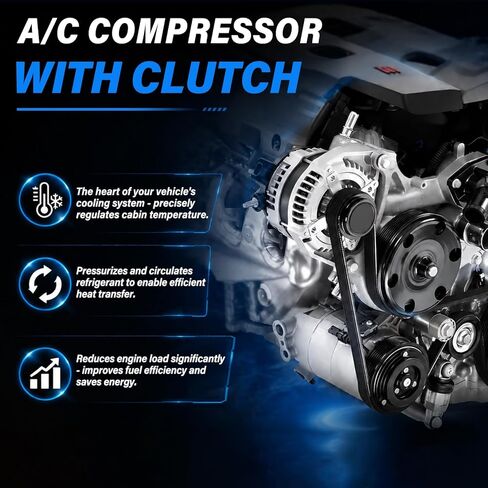 A/C Air Conditioner AC Compressor with Clutch Compatible with 2014-2019 Chevy Silverado 1500 for GMC Sierra 1500, 2014-2017 Silverado 2500, 2015-2020 Chevy Suburban/Tahoe/GMC Yukon XL in Saudi Arabia