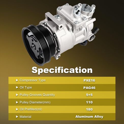 Air Conditioning AC Compressor with Clutch For Volkswagen Jetta 2005-2014, Golf Beetle Cabrio R32 Rabbit & Audi TT RS Quattro, Passat 2012-2014, 1K0820808C in Saudi Arabia