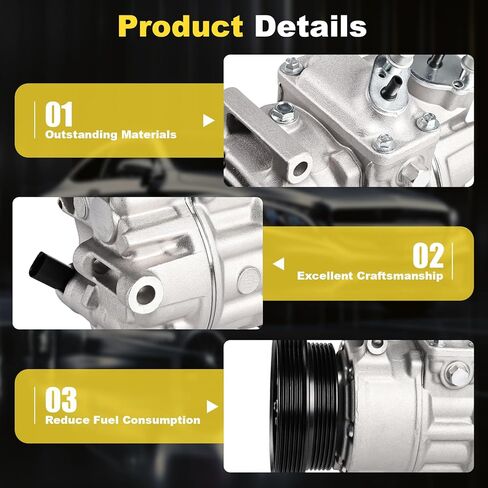 Air Conditioning AC Compressor with Clutch For Volkswagen Jetta 2005-2014, Golf Beetle Cabrio R32 Rabbit & Audi TT RS Quattro, Passat 2012-2014, 1K0820808C in Saudi Arabia
