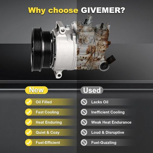 Air Conditioning AC Compressor with Clutch For Volkswagen Jetta 2005-2014, Golf Beetle Cabrio R32 Rabbit & Audi TT RS Quattro, Passat 2012-2014, 1K0820808C in Saudi Arabia