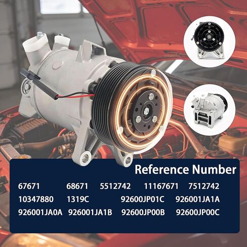 AC Compressor Compatible with Nissan Maxima 3.5L 2009-2014, Murano 2009-2014, Pathfinder 2013-2015, Quest 2011-2017, Infiniti QX60 2014-2015, Infiniti JX35 2013, Replace OE CO-11319C, 67671, 68671 in Kuwait