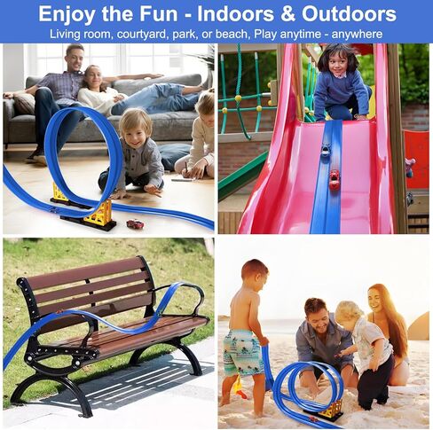 15 FT Flexible Toy Car Track with Suction Cups: DIY Roll-Up Racetrack Ramp for Window & Wall Surfaces, Compatible with 1/64 DieCast Vehicles, Screen for Boys Girls Ages 3-8 in Saudi Arabia