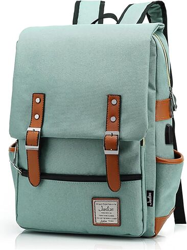 Unisex Business Laptop Backpack College Student School Bag Travel Rucksack Daypack with USB Charging Port Green in Saudi Arabia