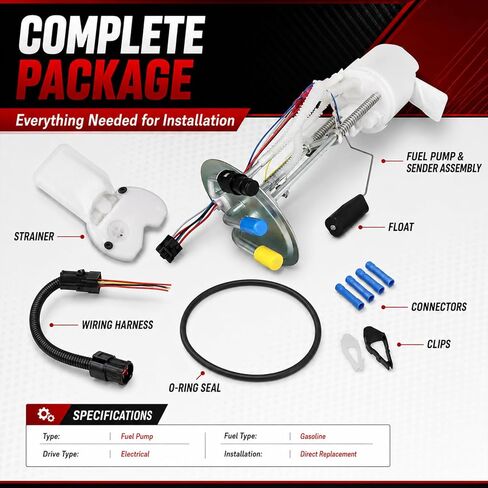 SecosAutoparts Electric Fuel Pump Module Assembly with Sending Unit Compatible with 1988-1997 Ford F-53 Motorhome Chassis 7.5L V8, 1991 E-350 Econoline - Replaces F6PZ-9H307-DB F6PZ9H307DB in Kuwait