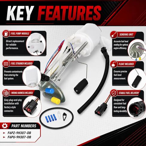SecosAutoparts Electric Fuel Pump Module Assembly with Sending Unit Compatible with 1988-1997 Ford F-53 Motorhome Chassis 7.5L V8, 1991 E-350 Econoline - Replaces F6PZ-9H307-DB F6PZ9H307DB in Kuwait