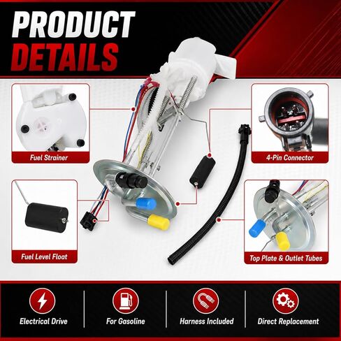 SecosAutoparts Electric Fuel Pump Module Assembly with Sending Unit Compatible with 1988-1997 Ford F-53 Motorhome Chassis 7.5L V8, 1991 E-350 Econoline - Replaces F6PZ-9H307-DB F6PZ9H307DB in Kuwait