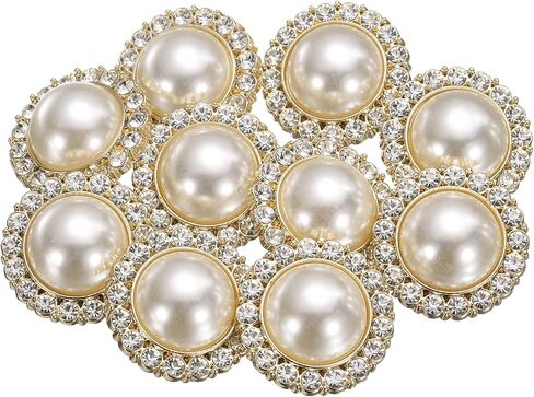 HARFINGTON 10pcs 40L Pearl Gold Metal Sewing Buttons 25mm 1" Round Women Coat Buttons with Plastic Shank Replacement DIY Button for Sewing Clothing Sweater Decoration Craft, #8 in Kuwait
