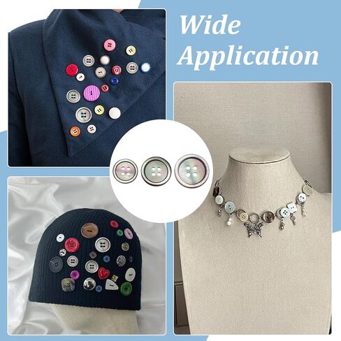 26Pcs Pearl Shell Buttons 4 Holes Natural Black Flat Round Seashell Button 15/17.5/20 mm Bulk Round Sewing Craft Buttons for DIY Sewing Crafts Clothes Decorations Blazer Suits Shirts in Saudi Arabia