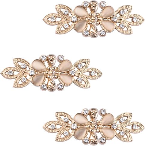 WANDIC 4.1 * 1.9cm Cloak Clasp Fasteners, 3Paris Glod Rhinestone Opal Sewing Buttons Sew on Hooks and Eyes Frog Closures Vest Cloak Backpack Clips in Kuwait