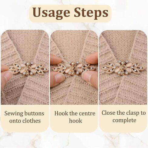 WANDIC 4.1 * 1.9cm Cloak Clasp Fasteners, 3Paris Glod Rhinestone Opal Sewing Buttons Sew on Hooks and Eyes Frog Closures Vest Cloak Backpack Clips in Kuwait