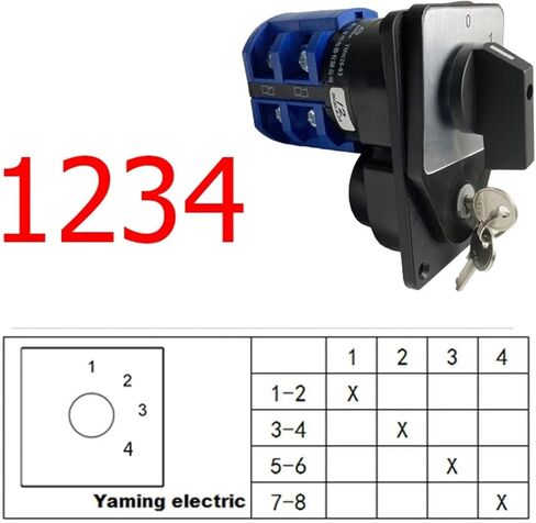 63A Conversion Rotary cam Switch, with Key Circuit Control Electronic Starter selector LW26-63/2(1234) in Saudi Arabia