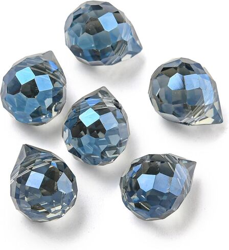 100pcs Teardrop Glass Beads Electroplated Faceted Waterdrop Crystal Spacer Beads Top Drilled for Jewelry Making Earring Bracelet Necklace, 11x8mm, Hole: 1.2mm in Kuwait