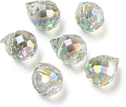 100pcs Teardrop Glass Beads Electroplated Faceted Waterdrop Crystal Spacer Beads Top Drilled for Jewelry Making Earring Bracelet Necklace, 11x8mm, Hole: 1.2mm in Kuwait