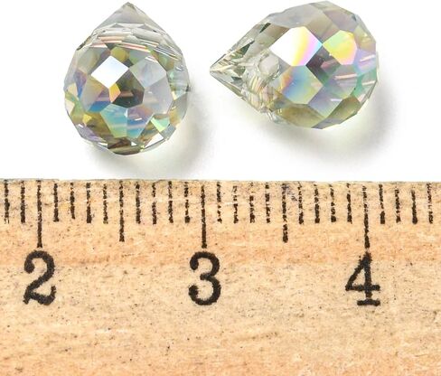 100pcs Teardrop Glass Beads Electroplated Faceted Waterdrop Crystal Spacer Beads Top Drilled for Jewelry Making Earring Bracelet Necklace, 11x8mm, Hole: 1.2mm in Kuwait