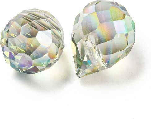 100pcs Teardrop Glass Beads Electroplated Faceted Waterdrop Crystal Spacer Beads Top Drilled for Jewelry Making Earring Bracelet Necklace, 11x8mm, Hole: 1.2mm in Kuwait