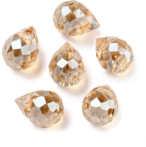 100pcs Teardrop Glass Beads Electroplated Faceted Waterdrop Crystal Spacer Beads Top Drilled for Jewelry Making Earring Bracelet Necklace, 11x8mm, Hole: 1.2mm in Kuwait