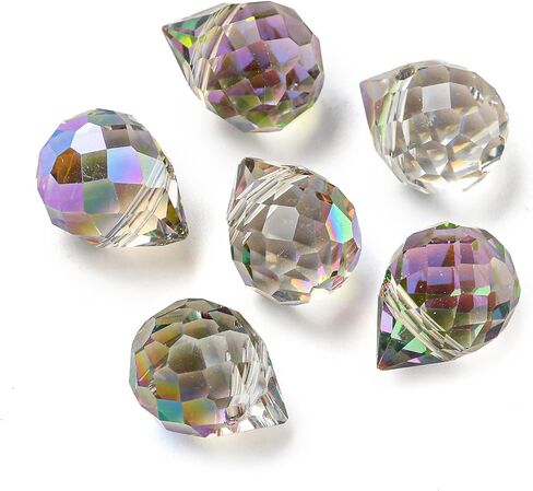 100pcs Teardrop Glass Beads Electroplated Faceted Waterdrop Crystal Spacer Beads Top Drilled for Jewelry Making Earring Bracelet Necklace, 11x8mm, Hole: 1.2mm in Kuwait