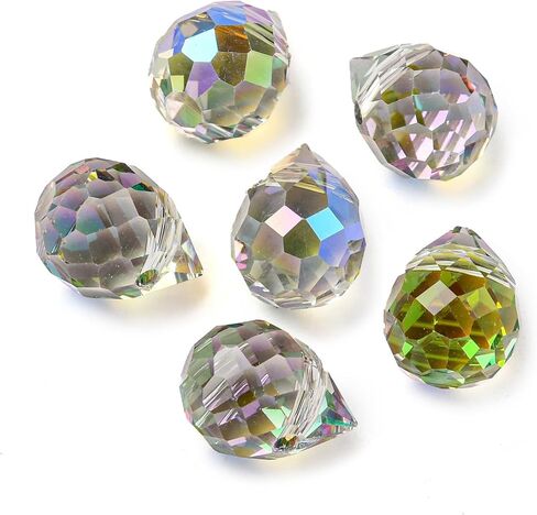 100pcs Teardrop Glass Beads Electroplated Faceted Waterdrop Crystal Spacer Beads Top Drilled for Jewelry Making Earring Bracelet Necklace, 11x8mm, Hole: 1.2mm in Kuwait