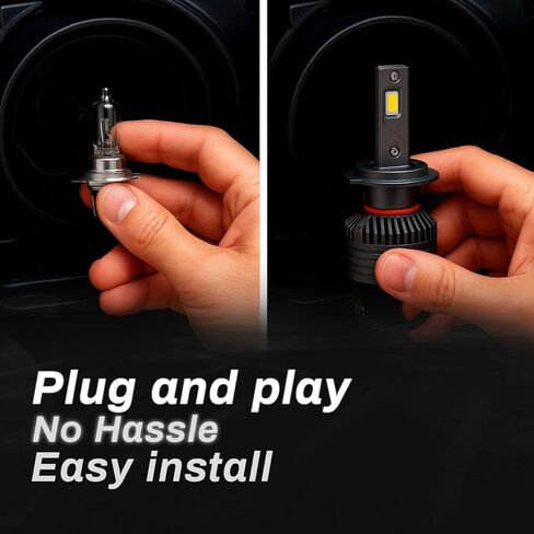 Veth H101 PRO H7 Replacement Fog Light Bulbs, 6500K Cool White, 130W 30000LM Mini Size, Turbo Fan Cooling, IP68 Waterproof, Plug & Play, Pack of 2 in Kuwait