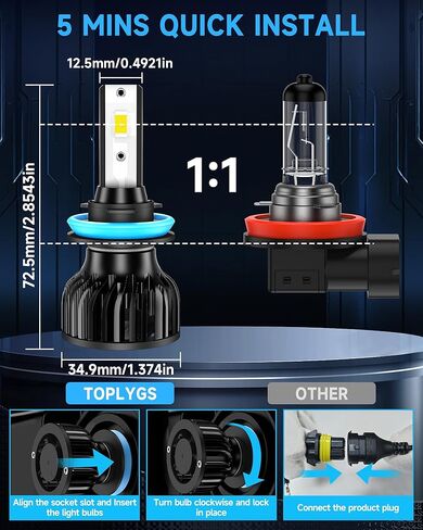 Fit for 2010-2022 Toyota 4Runner Fog Light Bulb, Hi&Lo Dual Beam Fog Light Bulb Combo, 600% Upgraded Brightness, 6000K White, Hollow Out Base & Fan Cooling, Pack of 6 in Kuwait