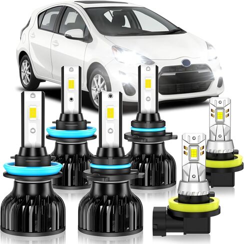 Fit for 2010-2022 Toyota 4Runner Fog Light Bulb, Hi&Lo Dual Beam Fog Light Bulb Combo, 600% Upgraded Brightness, 6000K White, Hollow Out Base & Fan Cooling, Pack of 6 in Kuwait