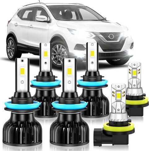Fit for 2010-2022 Toyota 4Runner Fog Light Bulb, Hi&Lo Dual Beam Fog Light Bulb Combo, 600% Upgraded Brightness, 6000K White, Hollow Out Base & Fan Cooling, Pack of 6 in Kuwait