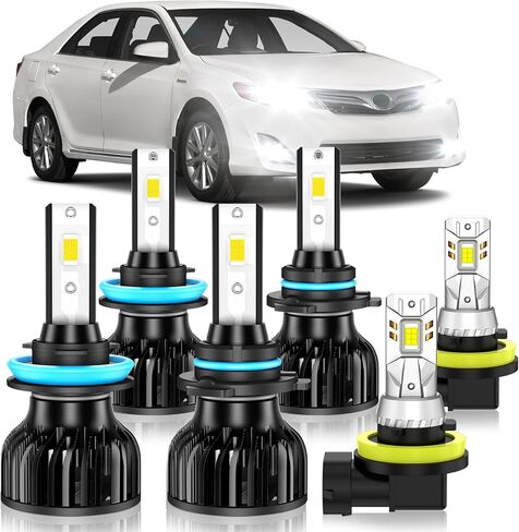 Fit for 2010-2022 Toyota 4Runner Fog Light Bulb, Hi&Lo Dual Beam Fog Light Bulb Combo, 600% Upgraded Brightness, 6000K White, Hollow Out Base & Fan Cooling, Pack of 6 in Kuwait