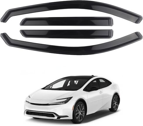 4 قطع من واقيات المطر المتينة للغاية داخل القناة تناسب 2023-2026 Toyota Prius، عاكسات النوافذ، أقنعة النوافذ (أسود دخاني) in Kuwait