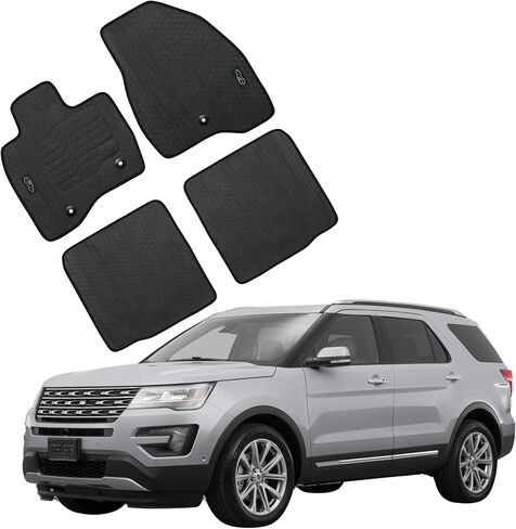 ecoMats Floor Mats Compatible for 2015 2016 2017 2018 2019 Ford Explorer with Safety Locks All-Weather Front and Rear Black Odorless in Saudi Arabia