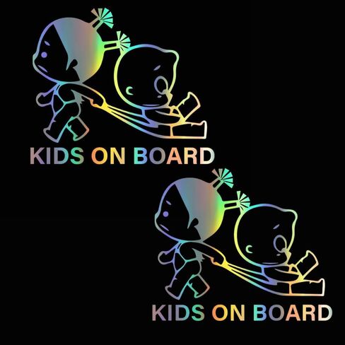 Kids on Board Holographic Car Decal, 5.9 inch, Pack of 2 in Saudi Arabia