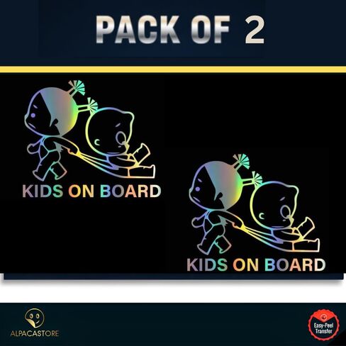 Kids on Board Holographic Car Decal, 5.9 inch, Pack of 2 in Saudi Arabia
