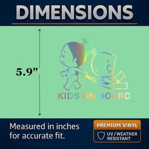 Kids on Board Holographic Car Decal, 5.9 inch, Pack of 2 in Saudi Arabia